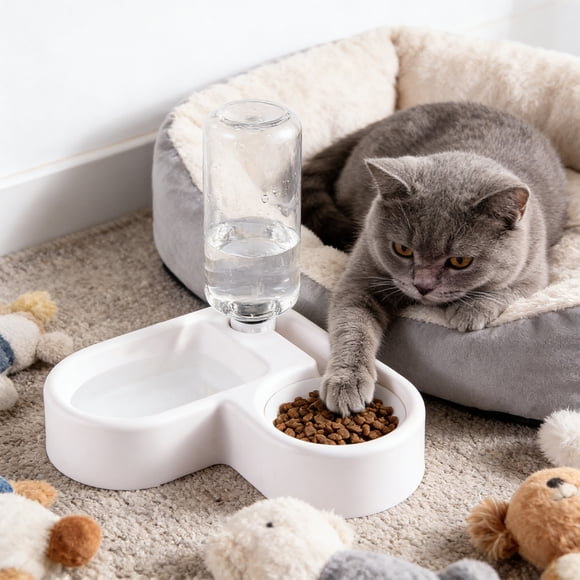 Automatic Pet Water Dispenser and Feeder Combo Large Capacity Double Bowls for Dogs and Cats, Spill-Proof Food and Water Station for Home
