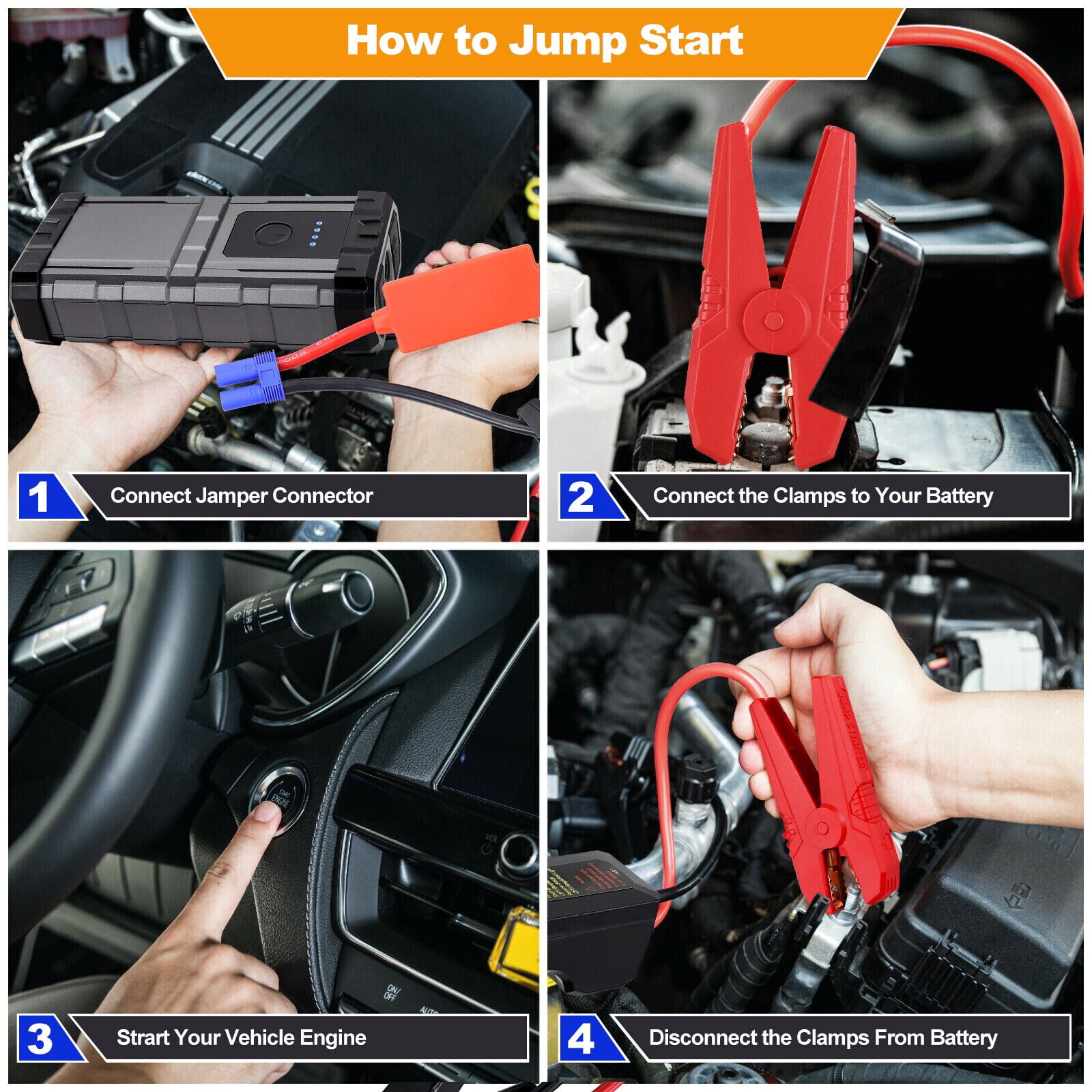 NEW 4000A Car Jump Starter Booster Jumper Portable Power Bank Battery Charge US Stock
