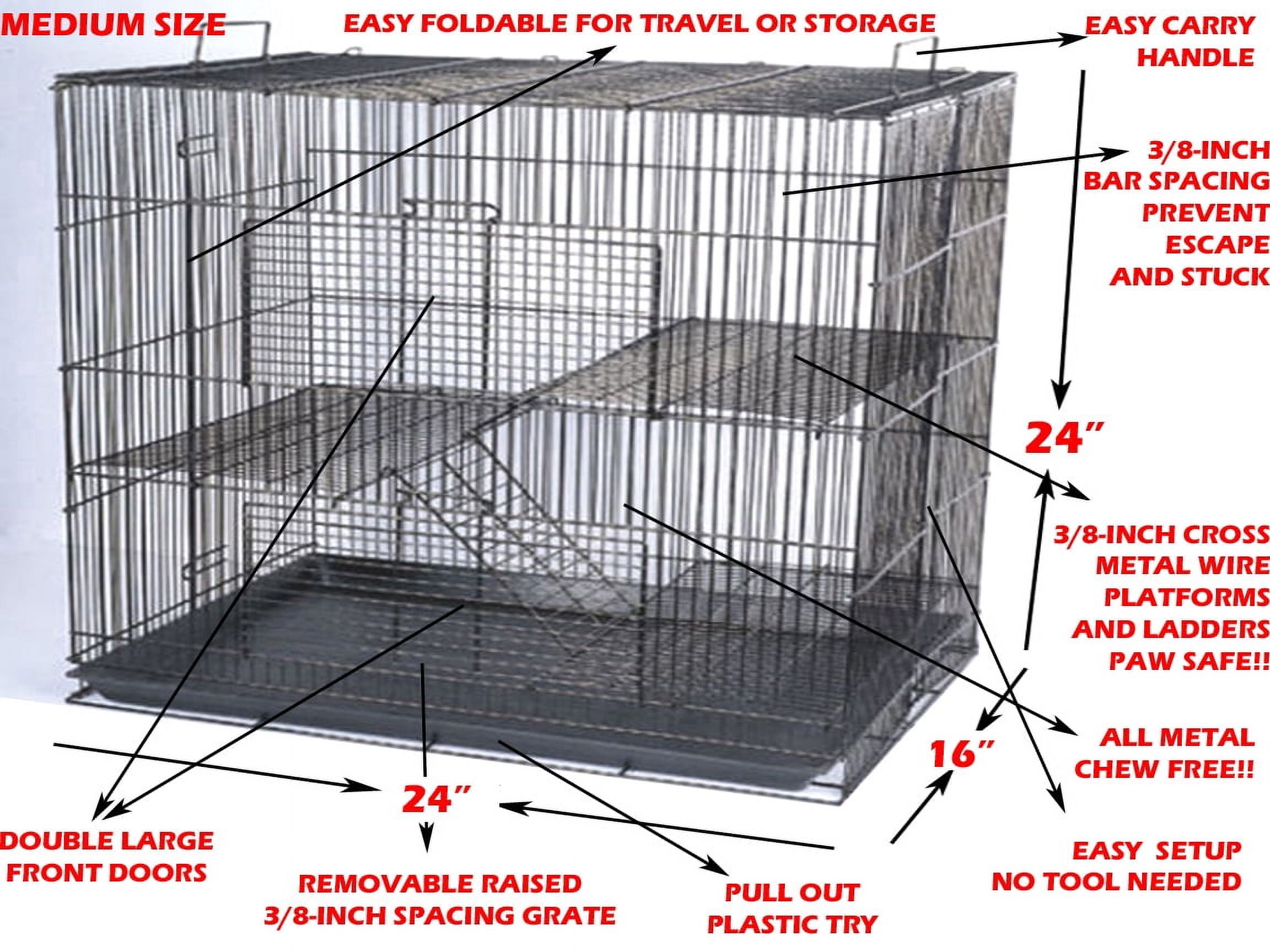 24" 3-Tiers Hamster Mouse Gerbil Guinea Pig Critter Habitat House Small Animal Cage For Chinchilla Degu Rats Mice Ferret