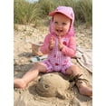 thumbnail image 3 of BemeyourBBs Toddler Baby Girl One Piece Swimsuit with Hat Infant Baby Bathing Suit Rash Guard Strawberry Bow Cherry Print Long Sleeves Front Zipper Swimwear Summer Beachwear, 3 of 9