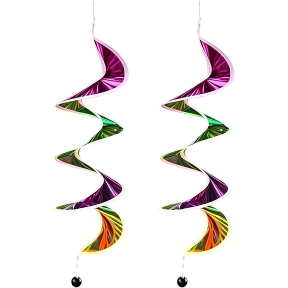 Rainbow Wind Spinner 2 Pieces Spiral Windsock Outdoor Hanging Wind Socks Spiral Streamers Decor For Yard Garden To Scare Birds (Multicolor)