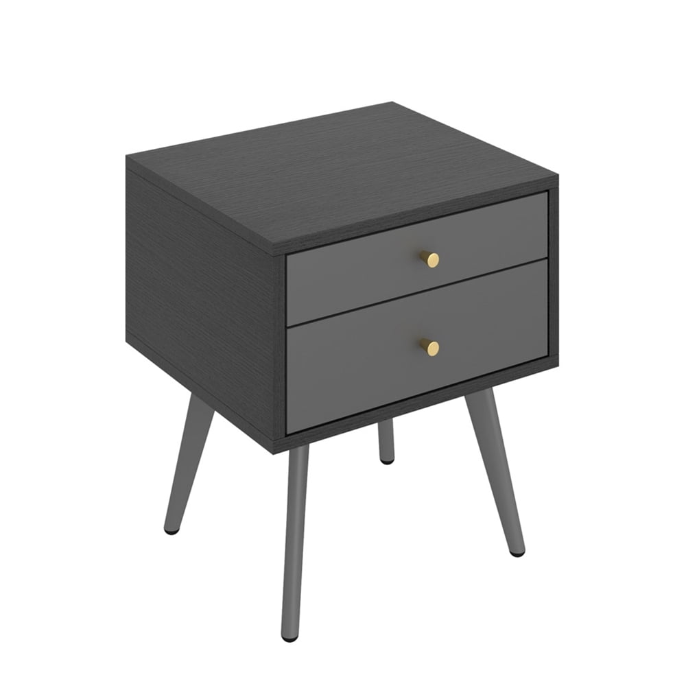 Private Jungle Single Modern 2-Drawer Nightstand Suitable for Bedroom/Living Room/Side Table,Dark Gray