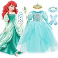 thumbnail image 2 of Disfraz de sirena para niña, vestido de bola de la princesa Ariel de Disney, vestidos bordados de terciopelo para fiesta de Navidad, 2022 Fivean unisex, 2 of 2