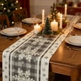 thumbnail image 4 of Grey Buffalo Plaid Snowflakes Christmas Table Runner, Seasonal Winter Kitchen Dining Table Decoration for Home Party Decor, 4 of 5