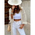 thumbnail image 3 of Women's Solid-Color Openwork Long Cardigan (Resort Style), 3 of 6