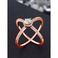 thumbnail image 3 of Gem Stone King 1.32 Ct Round Cabochon White Simulated Opal 18K Rose Gold Plated Silver Criss Cross X Ring, 3 of 5