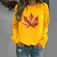 thumbnail image 3 of TKLPEHG Thanksgiving Sweatshirts for Women Glitter Graphic Sweatshirt Casual Long Sleeve Crewneck Pullover Tops (Yellow,S), 3 of 5