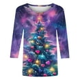 thumbnail image 4 of Miluxas Christmas Shirts for Women 2024 Women's Fashion Printed T-shirt 3/4 Sleeves Blouse Round Neck Casual Tops Y-Multicolor 10(XL), 4 of 4