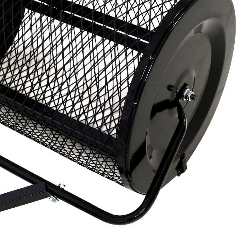 Zateety Peat Moss Spreader 24 Inch, Heavy Duty Compost Spreader Metal Mesh, Black Lawn Roller with T Handle for Manure Topsoil Mulch - Walk Behind Garden Tool