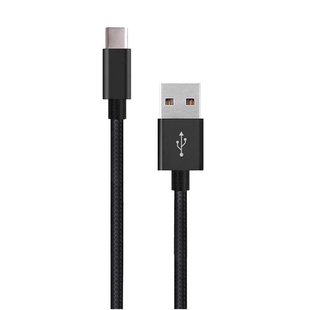 Injueey Línea de datos de cable de carga tipo C de 1/2/3 metros para S9 S8 Plus Note 8 Cable de carga rápida USB-C Teléfono y Comunicación negro 2m