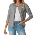 thumbnail image 1 of Cardigan pour Femmes, Manches Longues Col Rond Décontracté Léger Noir Tricoté, Mélange Polyester-Spandex Doux, Lavable en Machine, 1 of 8