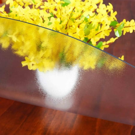 

Upgraded Version Diameter 58 Inches Unshrinkable Round Frosted Table Cover 2.0mm Thick Waterproof Oil Proof Plastic Tablecloth Protector Circle Table Pad for Dining Room Table Conference Table