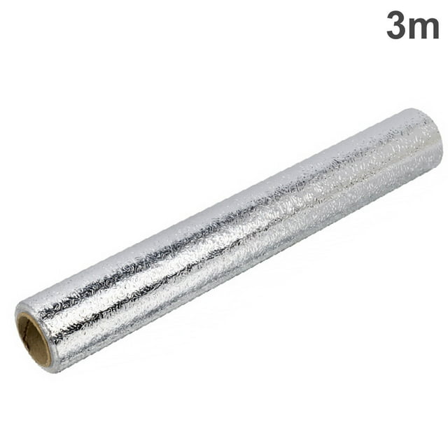 Bewildely Pegatina impermeable a prueba de aceite para cocina papel de aluminio autoadhesivo papel pintado resistente al calor 0,4x2m Decoración del hogar Plata 0.4 M * 3 M Bewildely HA000044-02