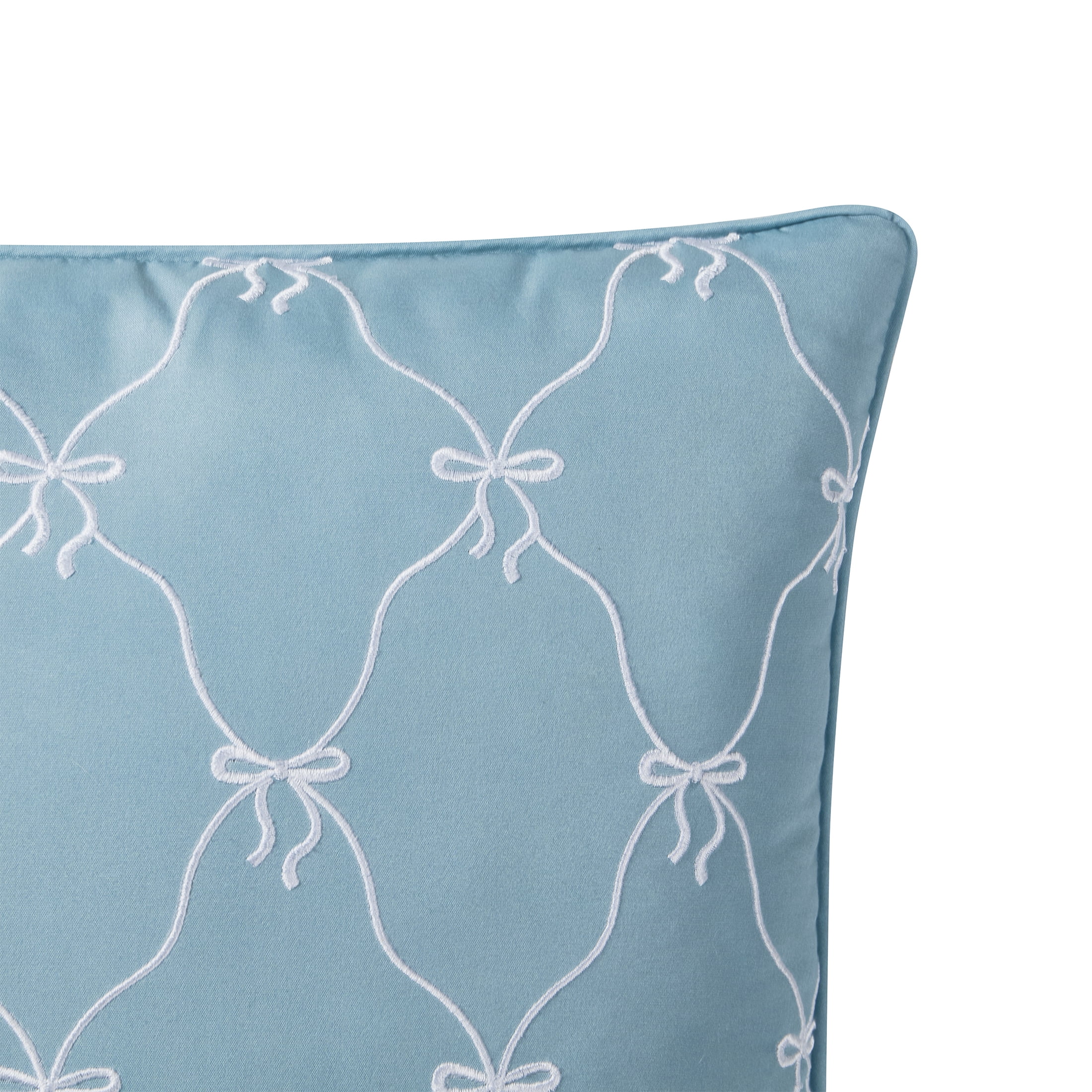 Home Decor Collection 14" x 20" Blue Bow Embroidered Decorative Pillow