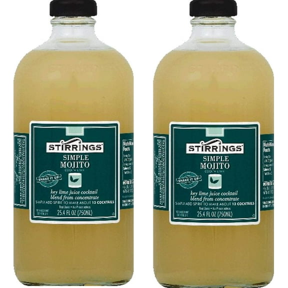 Stirrings Simple Mojito Non-Alcoholic Cocktail Mix, TWO 25.4 fl. oz. (750ml) Bottles