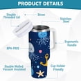 thumbnail image 2 of Yayeee 40oz Stainless Steel Tumbler with Straw and Handle Double-Wall Insulated Travel Water Bottle, Blue Jellyfish, 2 of 8