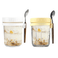 thumbnail image 1 of Overnight Oats Container Glass Cereal Cups to Go with Spoon Yoghurt Cup to Go Cup with Lid Cereal Airtight Container, 1 of 7