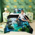 thumbnail image 4 of Manfei Dinosaur Wildlife Twin Comforter Sets,Retro Butterfly Dragon Animals Bedding Set,Blue,Black Reversible,2-Piece,1 Comforter and 1 Pillowcase, 4 of 7