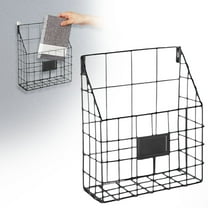 Wall Mounted Magazine Holder, Metal Mesh File Organizer Rack for Mail, Documents, No Drill Hanging Storage for Home Office,Wall File Organizer, Magazine Rack,Black,1PC,Kitecy
