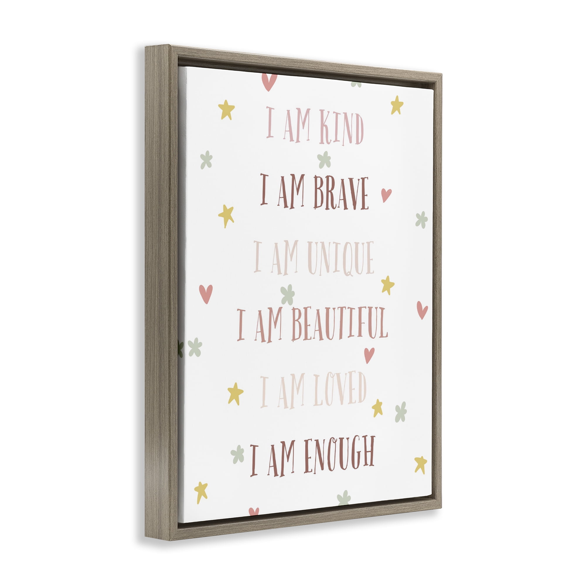 Stupell Industries I am Empowerment Quotes Brown Framed Floater Canvas Wall Art, design by Katie Griggs