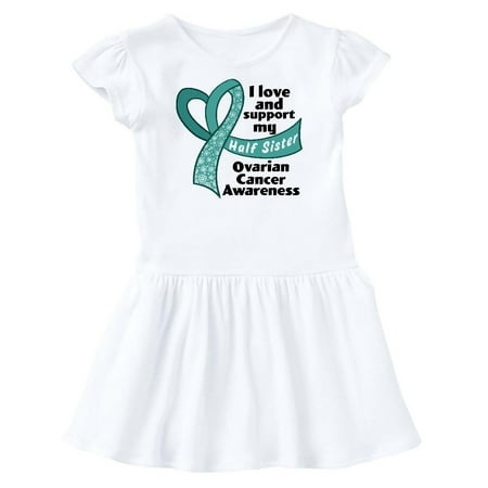 

Inktastic Ovarian Cancer Awareness I Love and Support My Half Sister Gift Toddler Girl Dress