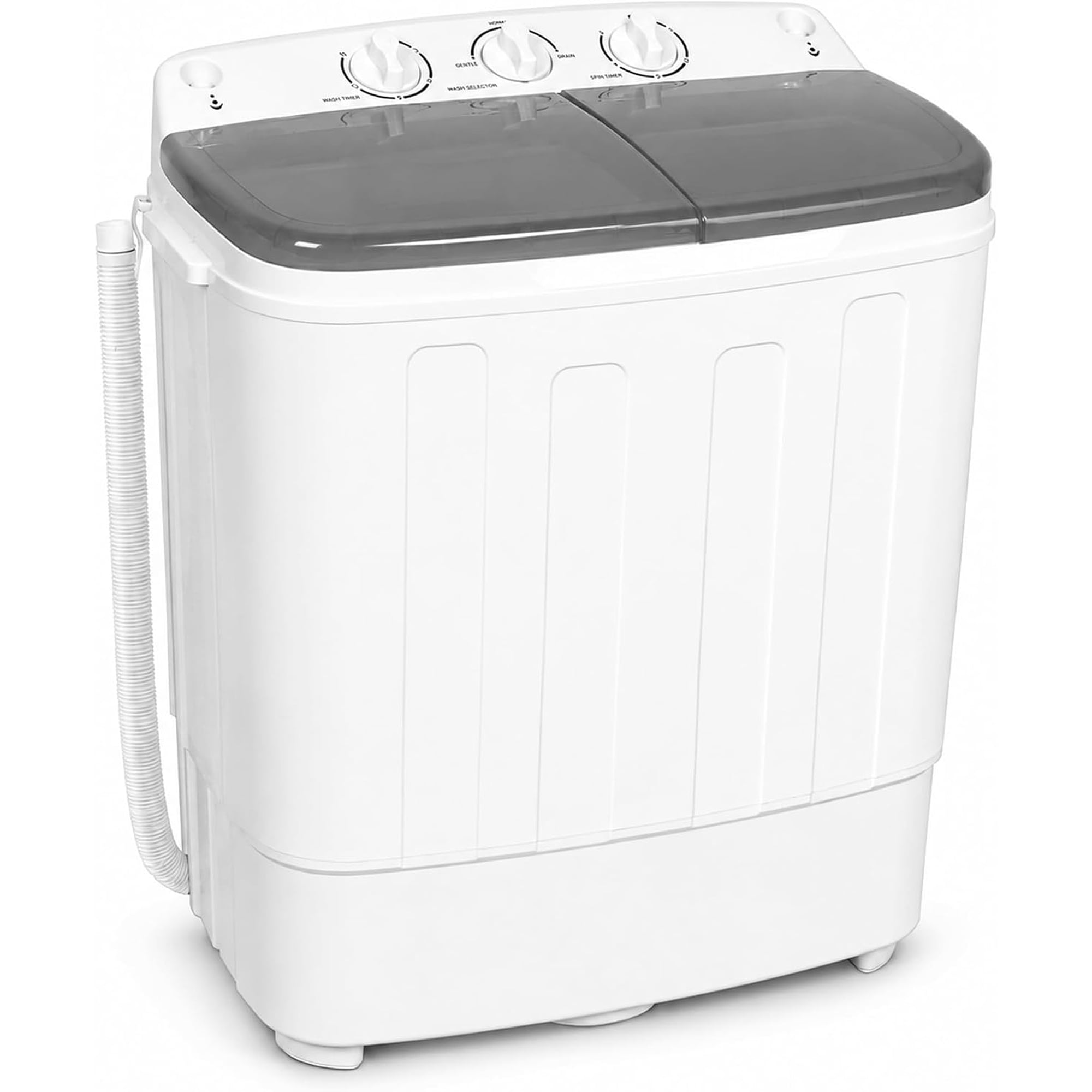 SOLAURA 16 LBS Portable Washing Machine, Mini Washer and Dryer Combo, Semi-Automatic Twin Tub Washer with Drain Pump for Dorms, Apartments, RVs (Grey)