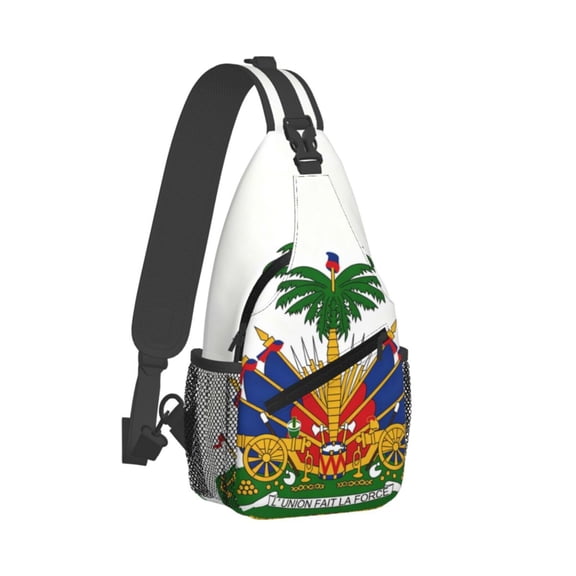 Women Men Coat Of Arms Of Haiti Sling Backpack Casual Shoulder Sling Bag Gym Travel Hiking Daypack