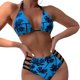 thumbnail image 1 of Bikinis Traje De Baño Bikinis divididos Traje de baño Impreso Sexy Traje de baño de dos piezas Sin espalda (Azul S) Cgtredaw Para estrenar, 1 of 1