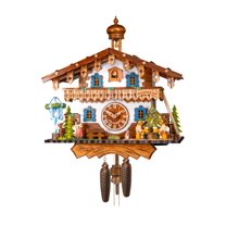 Cuckoo Clock Black Forest house with moving beer drinkers