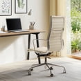 thumbnail image 3 of Cottinch Ribbed Office Chair High Back Genuine Leather Ergonomic Desk Chair with Arms, Adjustable Height Executive Conference Task Chair Swivel Chair for Home Office, White, 3 of 8