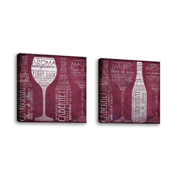 Set Of 2 Vino Lingo Ii Contemporary Fine Art Giclee On Canvas Gallery Wrap Wall Decor Art Painting 32 X 32 Inch Ready To Hang