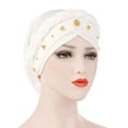 thumbnail image 2 of Women Turban Twisted Beaded Braid Chemical Cancer Headscarf Cap Hair Covered Wrap Hat, 2 of 7