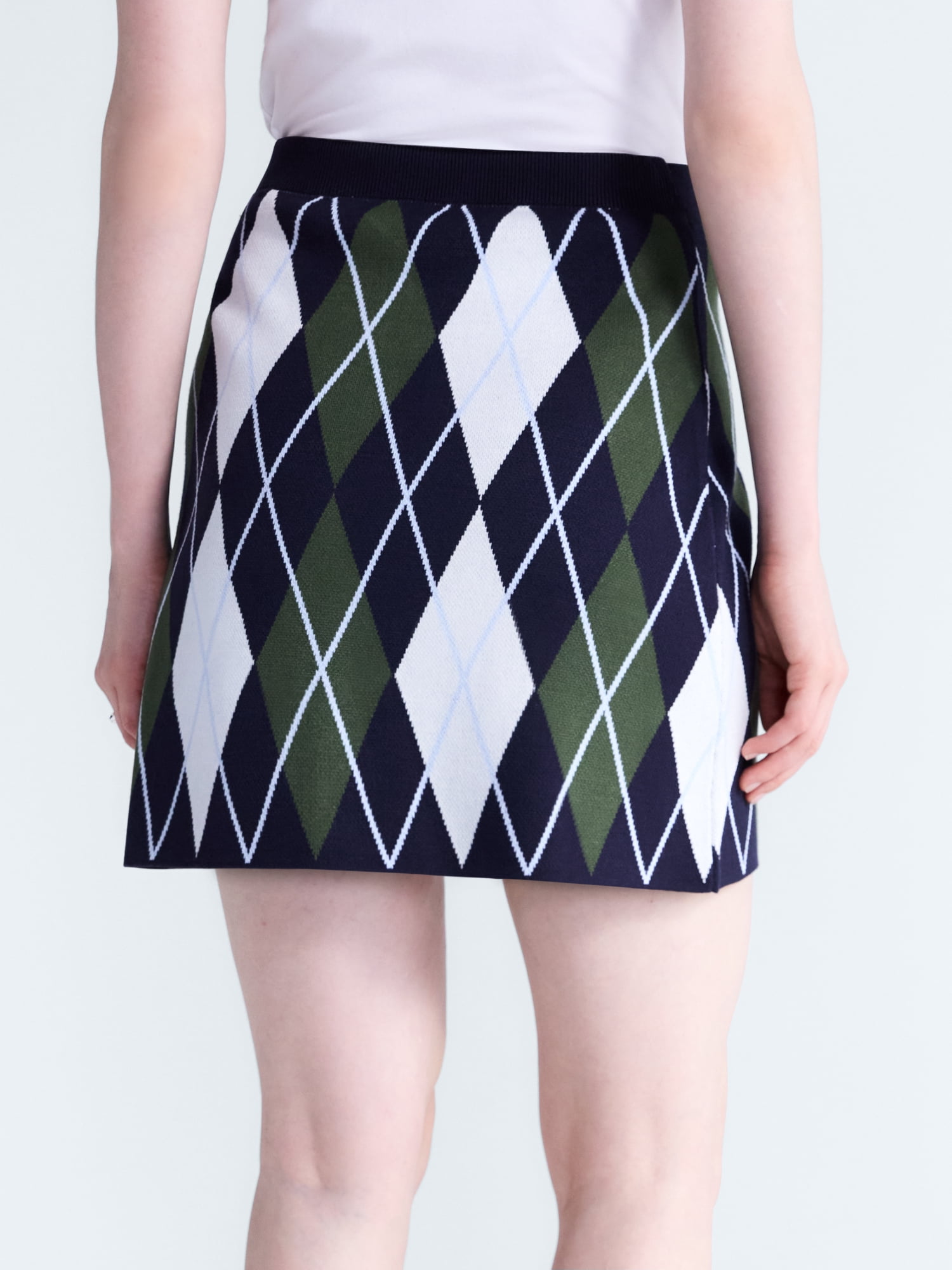 Free Assembly Women's and Women's Plus Missy Pull On Argyle Mini Pull On Sweater Skirt, Sizes XS-4X