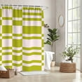 thumbnail image 3 of Boho Mid Century Shower Curtain, Minimalist Abstract Grid Simple Washable Waterproof Fabric for Bathroom Decor Bathtub with Hooks Grass Green 54"W x 78"L (Pack of 1), 3 of 6