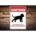 thumbnail image 2 of Patrolled By English Springer Spaniel Caution Aluminum Metal Decor Sign - 10x14 inches, 2 of 4