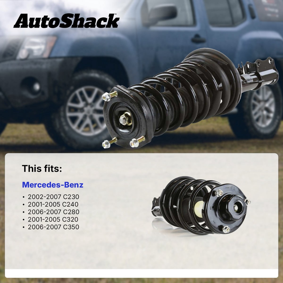 AutoShack Front Complete Strut & Coil Spring Assembly - Driver or Passenger Side for Mercedes-Benz, C230 2002-2007 C240 2001-2005, RWD L4 1.8L 2.3L V6 2.5L 2.6L