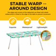 thumbnail image 4 of Easter Bunny Eggs Table Cloths for 8 Foot Rectangle Tables, Spring Leaves Daisy Flowers Green Stripes Patio Waterproof Elastic Fitted Tablecloths, Washable Rectangular Table Cover for Camping, 4 of 8
