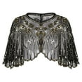 thumbnail image 3 of VUPSGEZ Women's 1920S Shawl Beaded Sequin Deco Evening Cape Bolero Flapper Cover Up (Gold,One Size), 3 of 3
