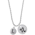 thumbnail image 1 of Delight Jewelry Silvertone Capital Letter - L - Pebble Disc - Silvertone Script Initial Disc - N - Charm Necklace, 20"+3", 1 of 4