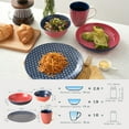 thumbnail image 3 of Dowan Vibrant Joy 4-Piece Ceramic Dinnerware Set, Single Served Plate Set, Porcelain  Platters, Soup Bowl &Coffee Mug, Red & Blue Combo, 3 of 5