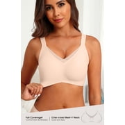 MINTREUS Womens Wireless Bras V Mesh Comfortable Bralette Supportive Tshirt Bra No Underwire Seamless Push Up