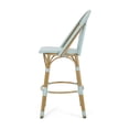 thumbnail image 5 of Cotterell Outdoor French Wicker and Aluminum 29.5 Inch Barstools, Set of 4, Light Teal and Bamboo Finish, 5 of 9