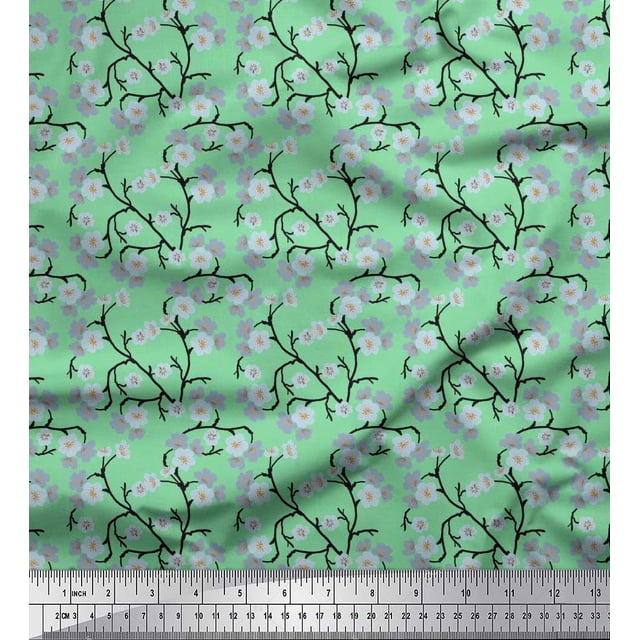 Soimoi Tissu Poly Georgette Imprimé Floral Fleur au Mètre 52 Pouces de Large