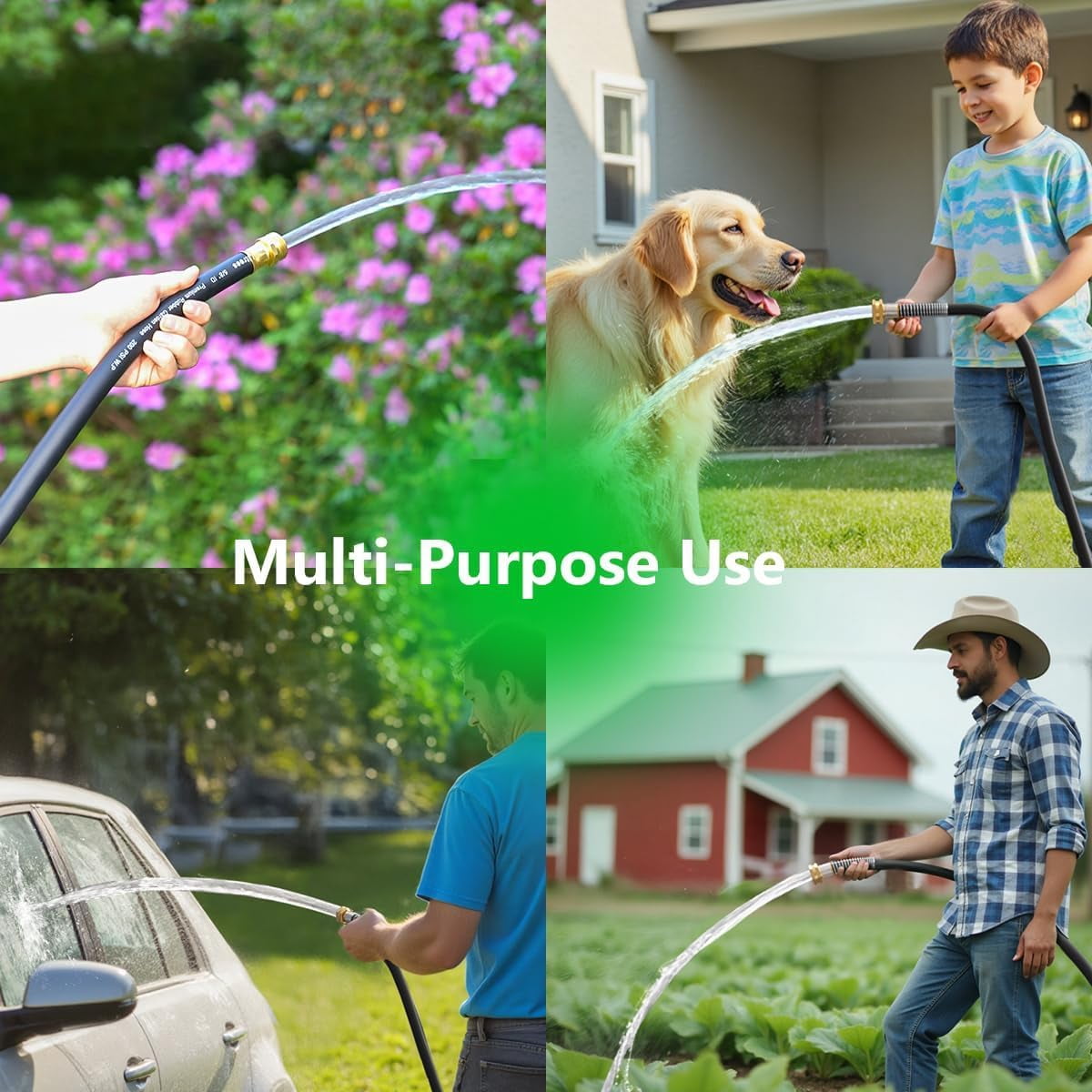 50ft *1 Inch Heavy Duty Rubber Garden Hose - 200psi Working  1000psi Burst Hot/cold Water Five-layered Braiding For Durability Versatile Gardening Agriculture Construction(black)