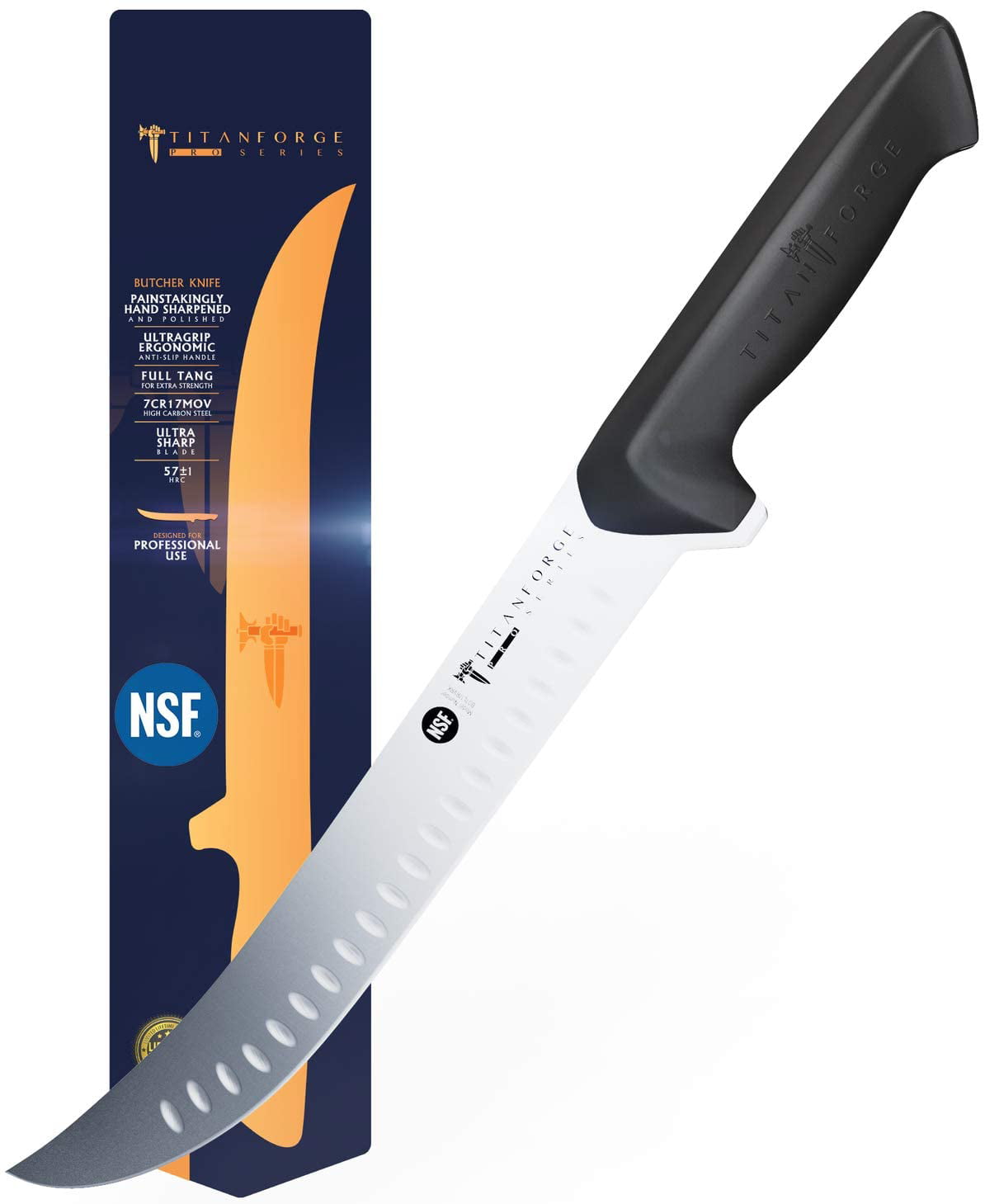 Richlin Butcher Knife,10-Inch Chef Knife Breaking Knife Steak Knife Cimiter Knives,Ultra Sharp Kitchen Knife Made of High Carbon Stainless Steel