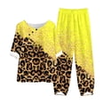 thumbnail image 1 of Birdeem Ensemble de Détente Deux Pièces pour Femmes Été Imprimé Manches Courtes Demi-Manches Col Rond Haut Court + Pantalon Décontracté, 1 of 1