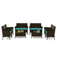 thumbnail image 1 of Gymax 8 Piece Patio Rattan Conversation Set Wicker Furniture Set w/ Chair Loveseat Outdoor, 1 of 9