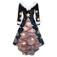 thumbnail image 5 of Christmas Dresses for Women Women's Fashion Elegant Autun And Winter Long Sleeve V-Neck Christmas Print Dress for Holiday Party,Pink,S, 5 of 5