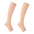 thumbnail image 4 of Medias de compresión con punta abierta Calcetines de soporte hasta la Calcetines de compresión de nailon que apoyan la circulación para correr color de piel, 4 of 8