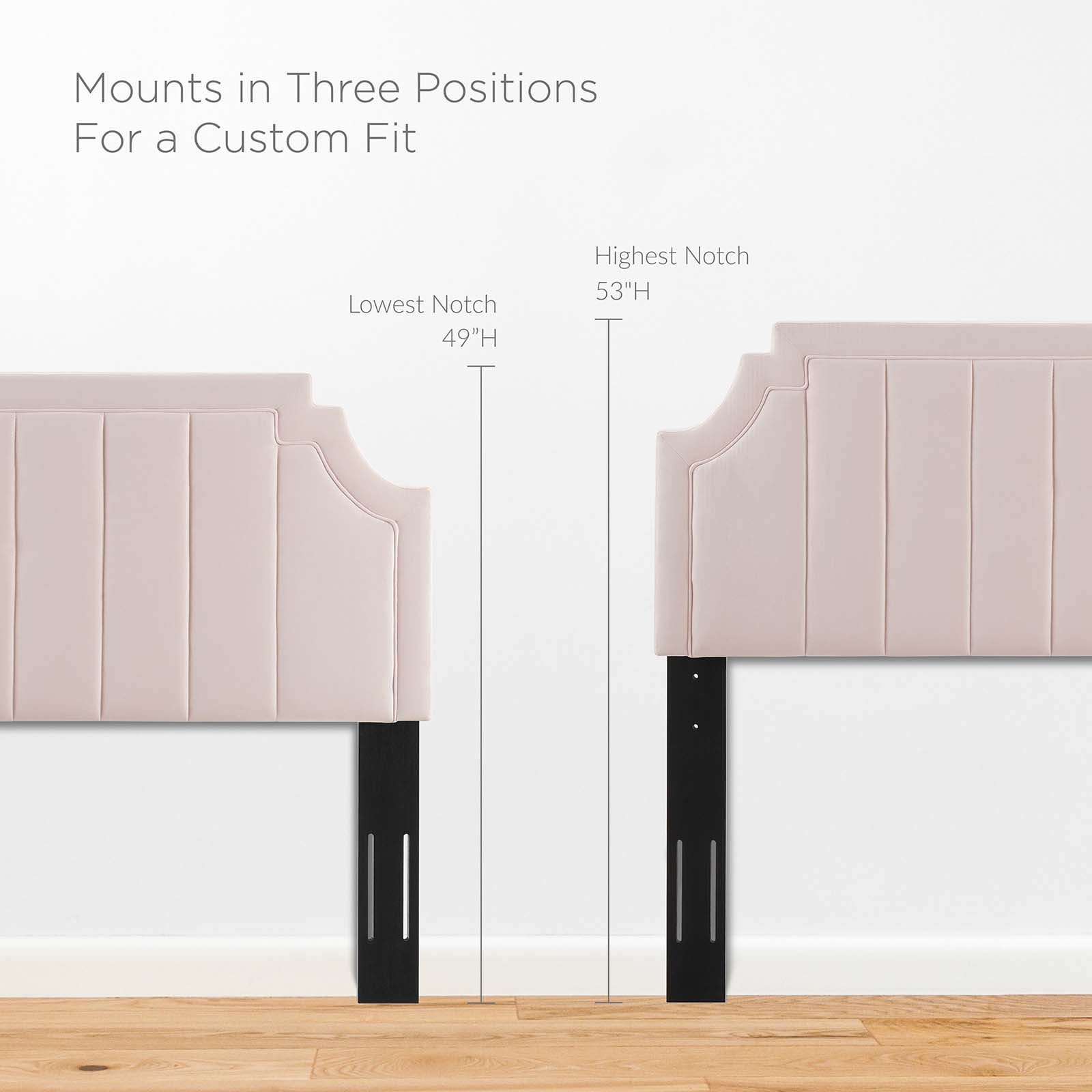 Modway Alyona Channel Tufted Performance Velvet Twin Headboard in Pink